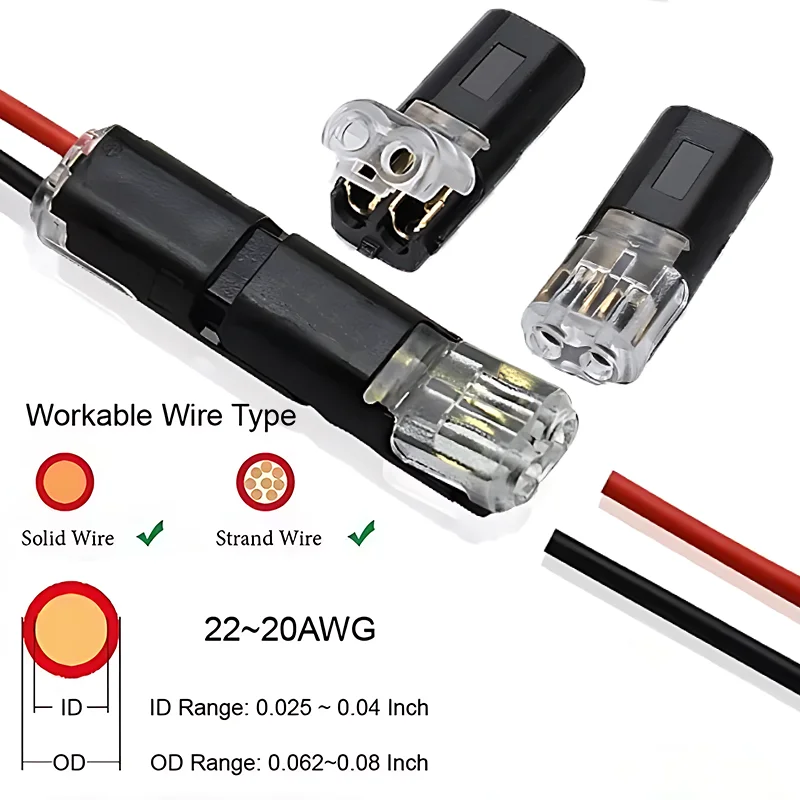 2-50 stuks dubbele draad plug-in connector waterdichte elektrische connector met vergrendelingsgesp 2-pins 2-weg universele compacte draad