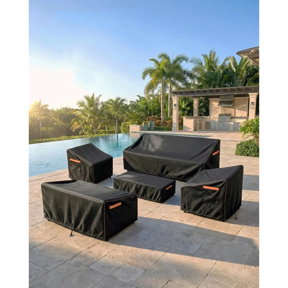 Weatherproof Patio Chair Covers, Heavy Duty 600D Fabric, 2-Pack, Black