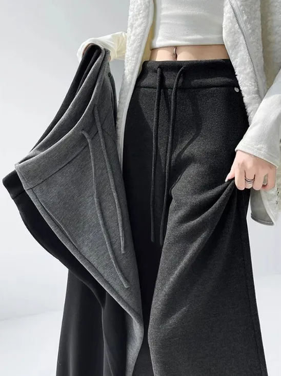 

Утепленные широкие брюки с высокой талией для женщин, осенне-зимняя новинка