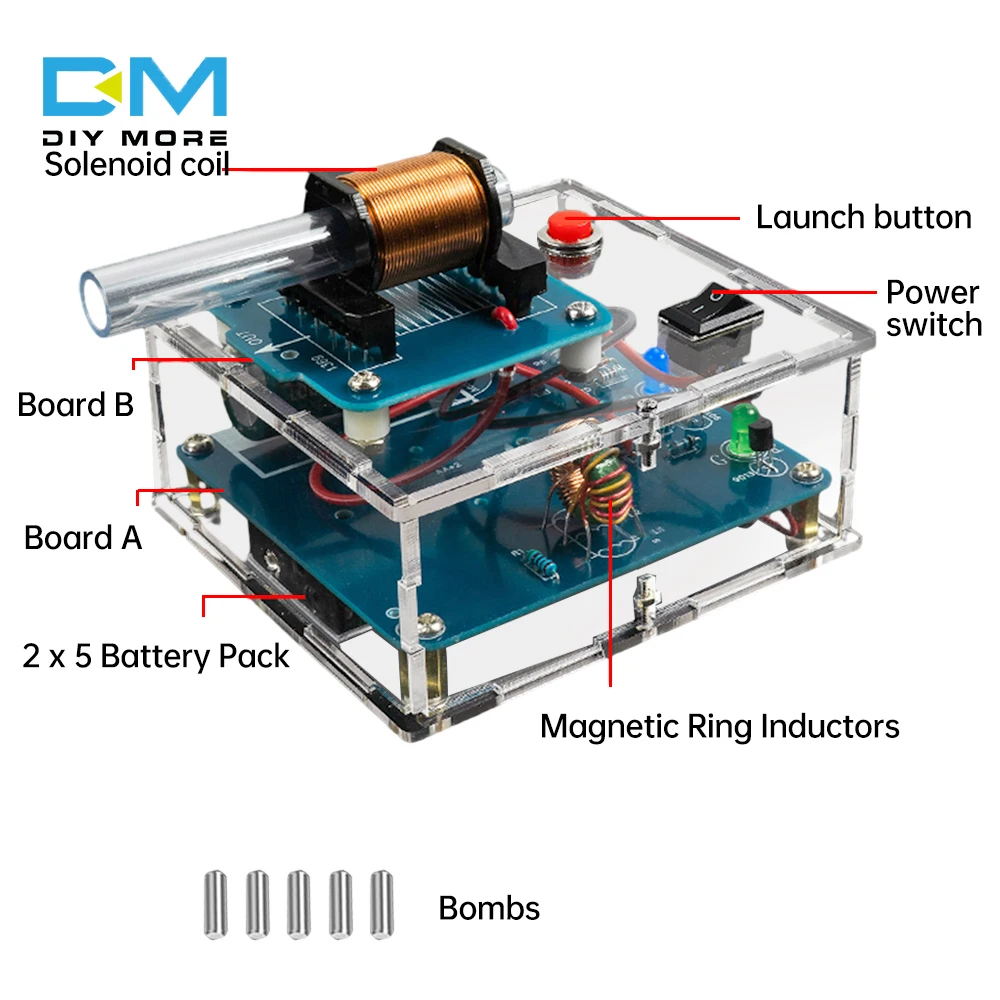 DC3V High Voltage Electromagnetic Cannon DIY Kit With Level Indication Circuit Shooting Game Electronic Experiment Parts