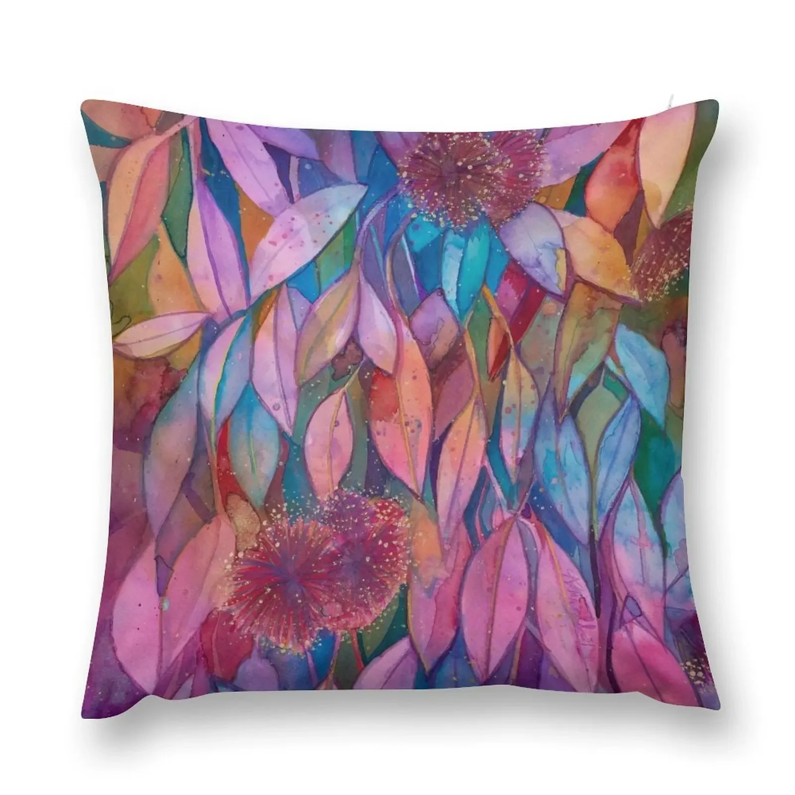 

Watercolour gum leaves and blossoms Throw Pillow Christmas Covers New year pillow