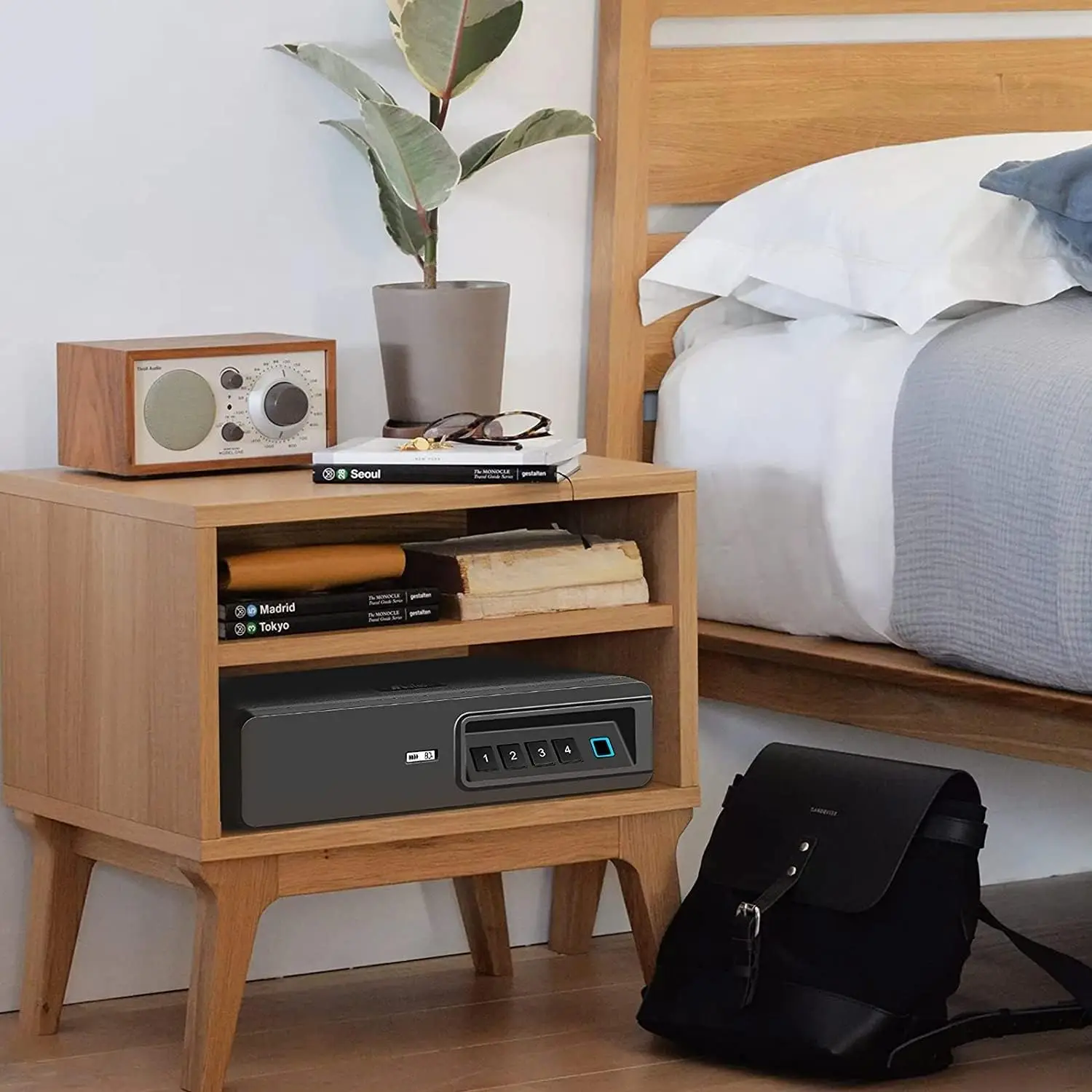 Biometric Fingerprint safe, Slide-Away Handgun Safe for Two Pistols Storage Drawer Safe for Home and Vehicle (Biometric Safe)