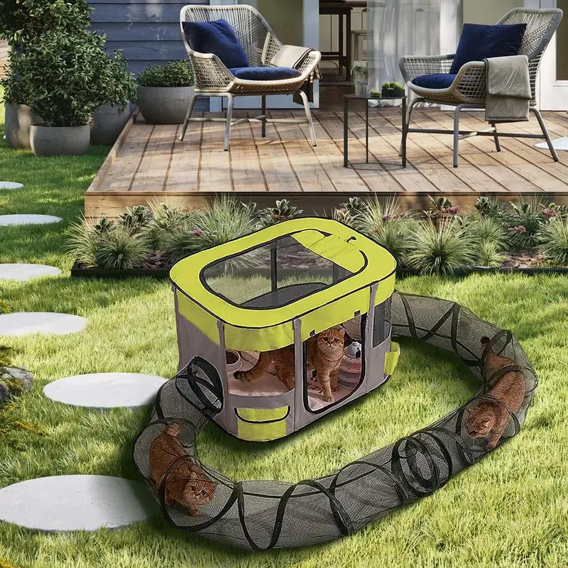 

Outdoor Cat Tunnel Enclosure Small Animals Playground Enclosures Easy Setup Kitten Playground Bored Cat Play Toy For Yard