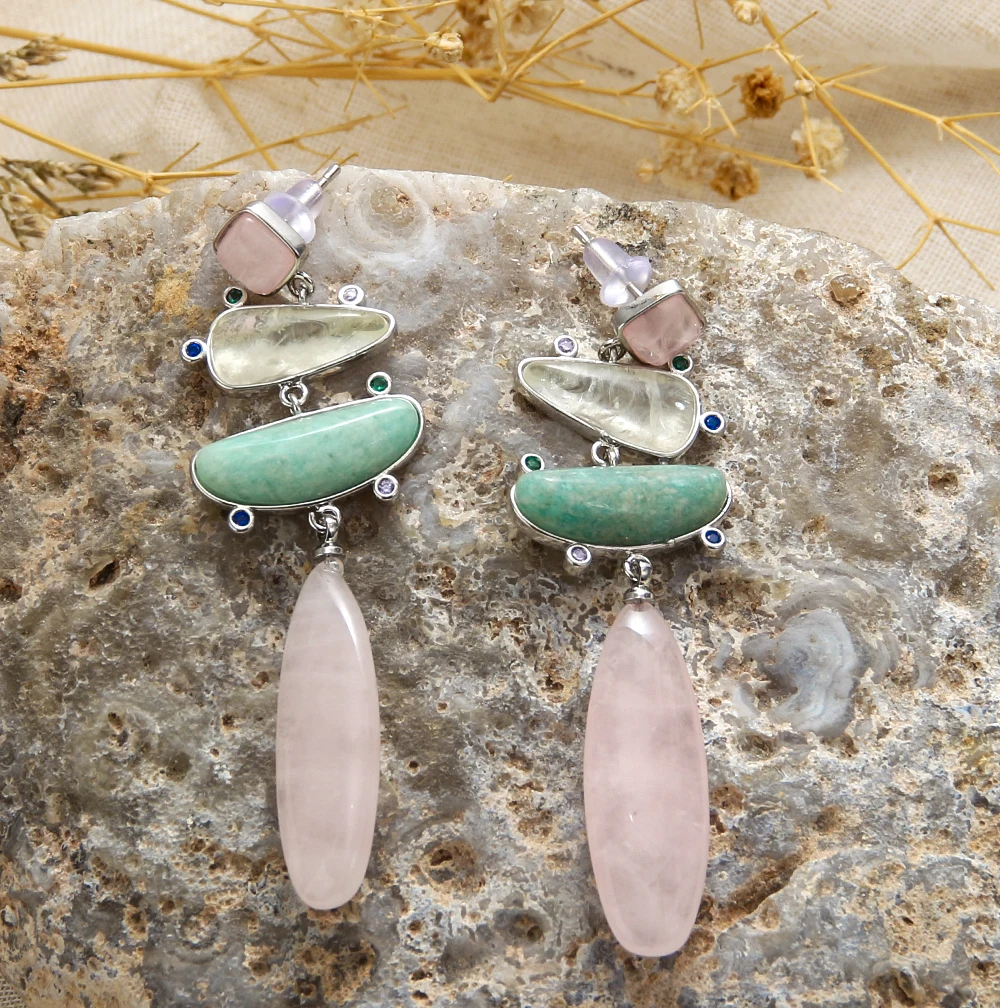 Luxury Women French-style Elegant Earrings, Radish Natural Stone Earrings Dropshipping