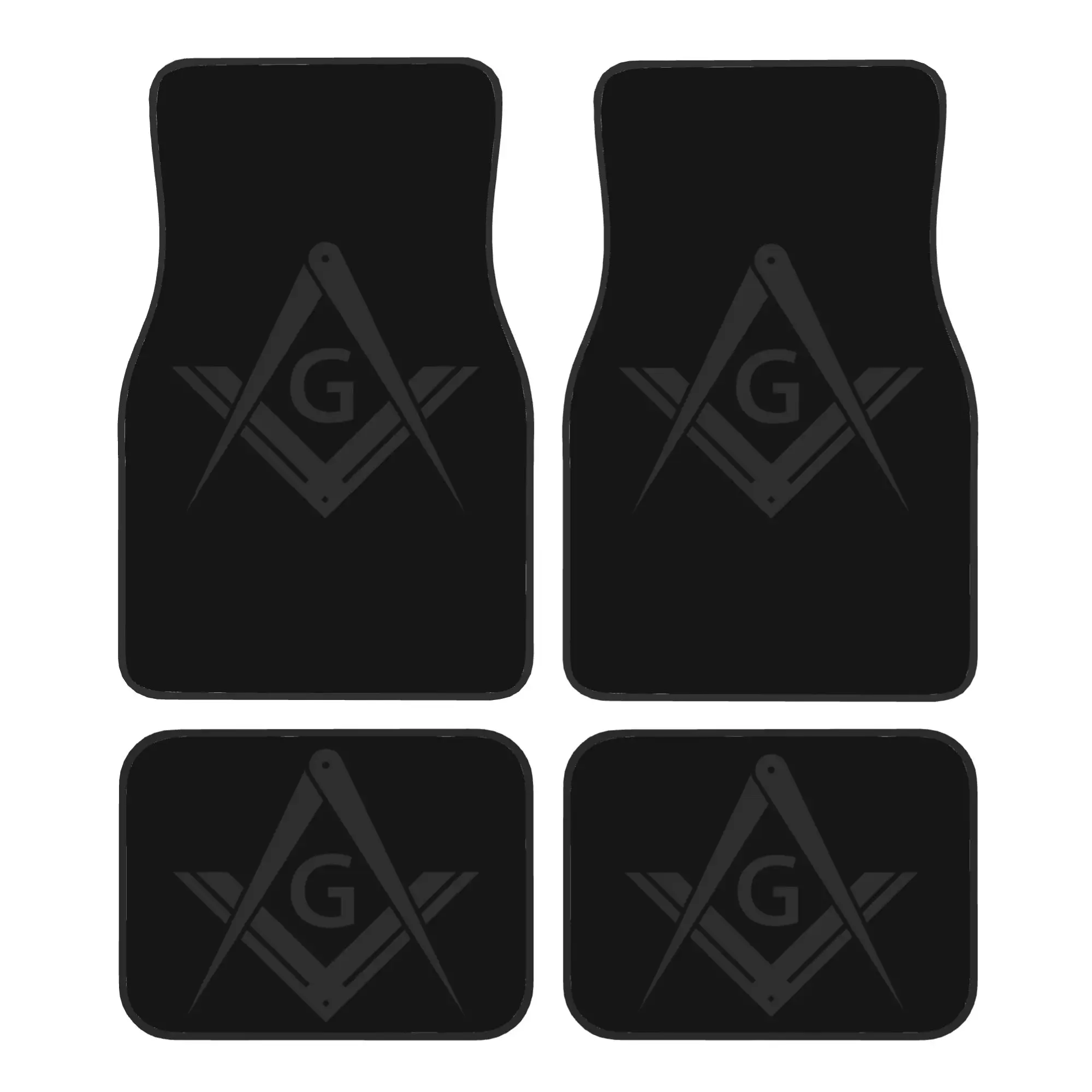4PCS Crystal Velvet Car Floor Mats Freemason Stealth Masonic Symbol Anti Slip Universal Auto Front And Rear Foot Mats