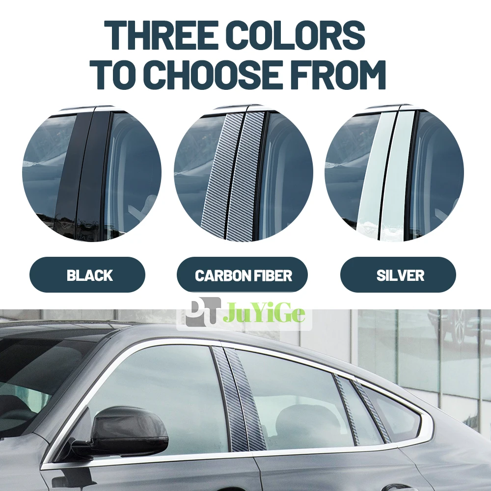 Glossy Black Carbon Fiber Window Door Deal B C Pillar Post Cover Sticker For Toyota Avalon XX50 2019-2023 2020 2021 2022 view 2