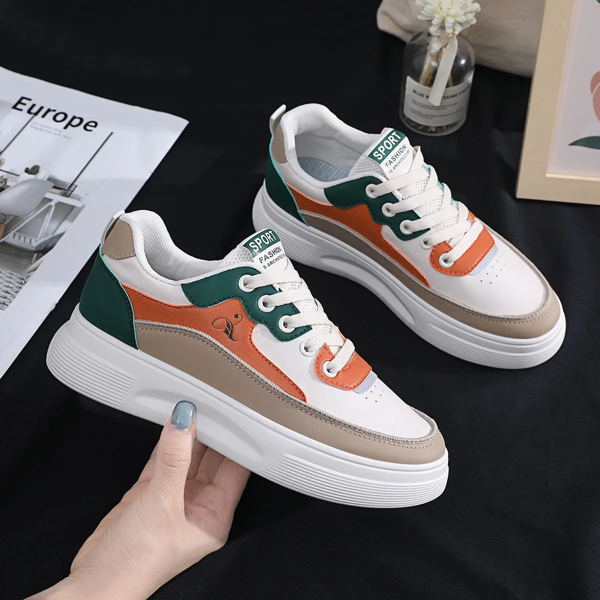 New Style White Sneakers Woman Campus Student Sneakers Show Feet Comfortable Breathable Soft Leather Casual Shoes Sneakers Women