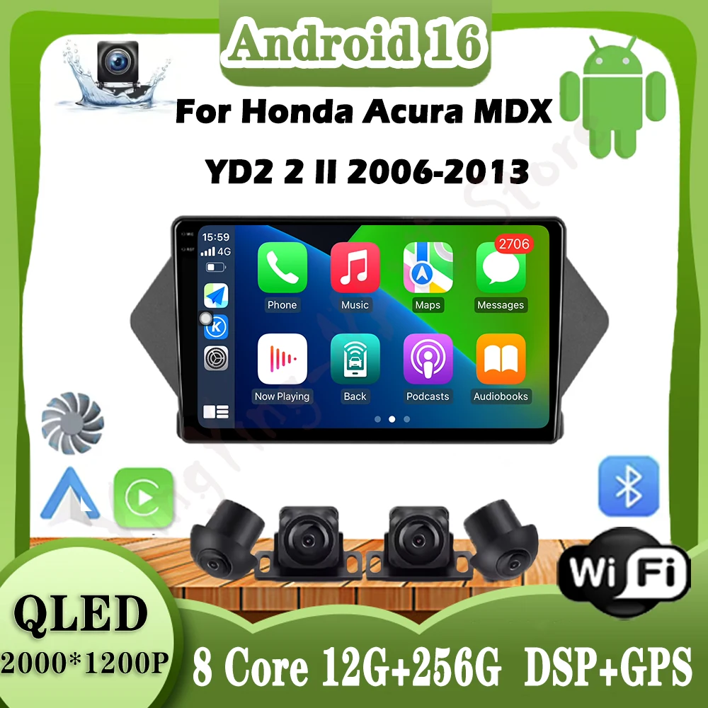 

Для Honda Acura MDX YD2 2 II 2006-2013 Автомобильный радиоприемник Auto DSP Carplay Мультимедийный видеоплеер Авто радио GPS-навигация Аудио Стерео