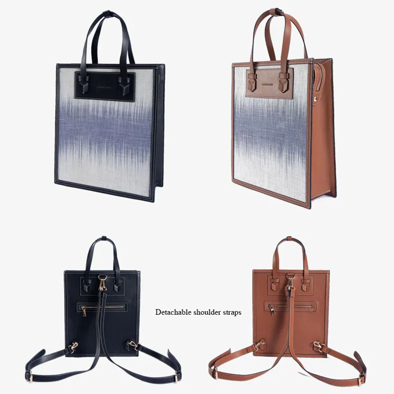 Alte Handwerks kunst handgemachte Gras Stoff Tasche Doppels ch ulter Computer tasche große Kapazität vertikalen ethnischen Stil Trend neutral