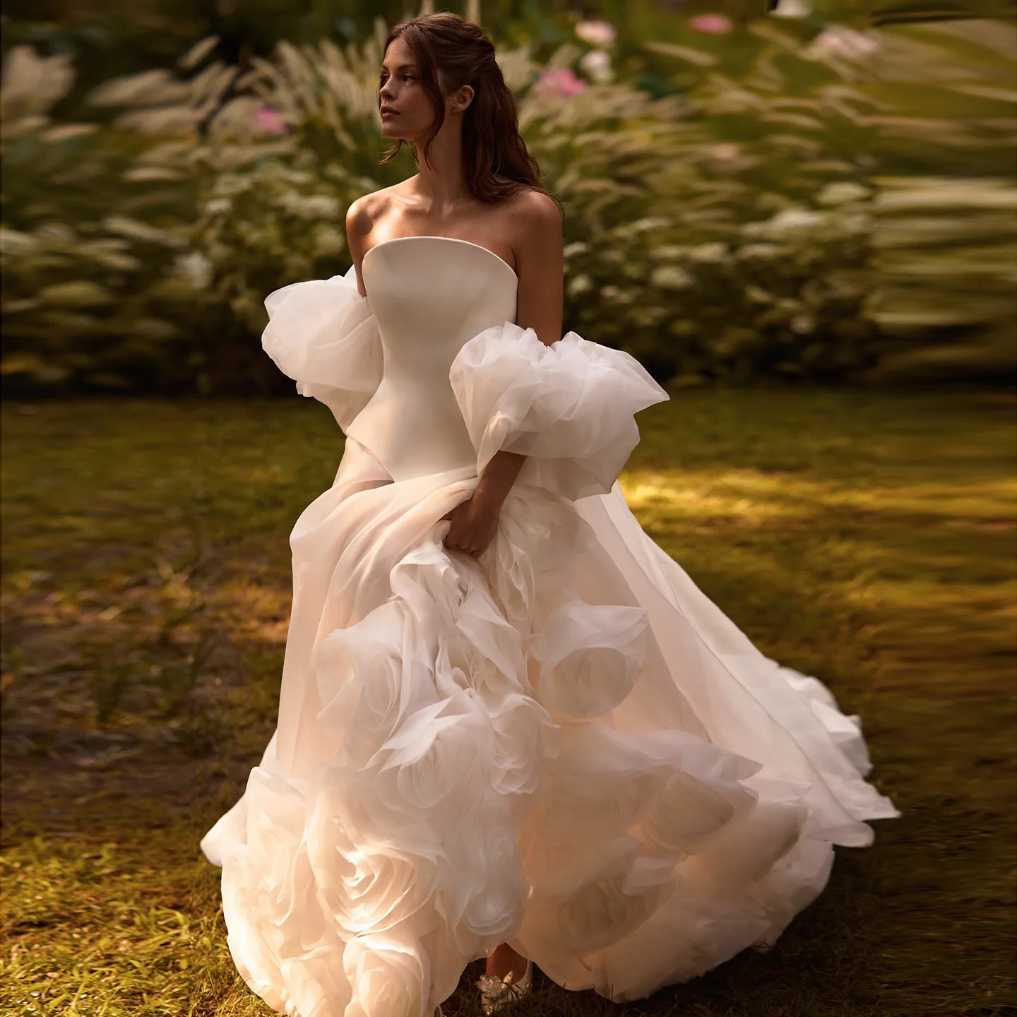 Sharon Said Couture Princess Ball Gown Wedding Dress 3D Flowers Ruffle Rosettes Cathedral Train Bridal Gowns SW120 Customized