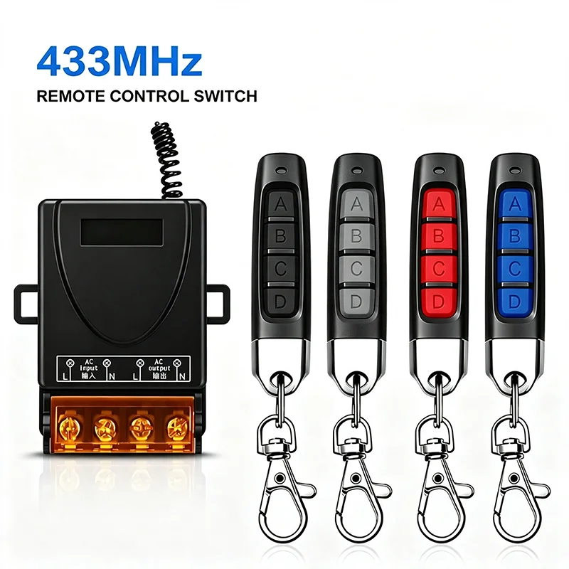 433MHz 4-Channel Universal Remote Cloner for Garage Gate, Duplicates Door Opener Commands with Copy Key