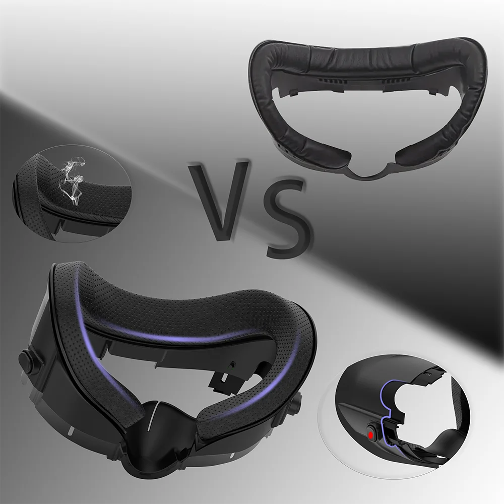 Facial Interface Face Cover for Meta Quest 3 VR with Anti-Light Nose Pad PU Leather Face Cushion for Meta Quest 3 Accessories