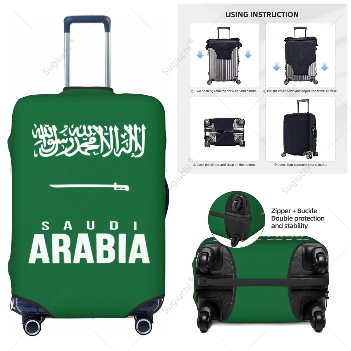 Saudi Arabia Flag Luggage Cover Suitcase Elastic Dust Case Travel Accessories Printed Baggage Case Protective