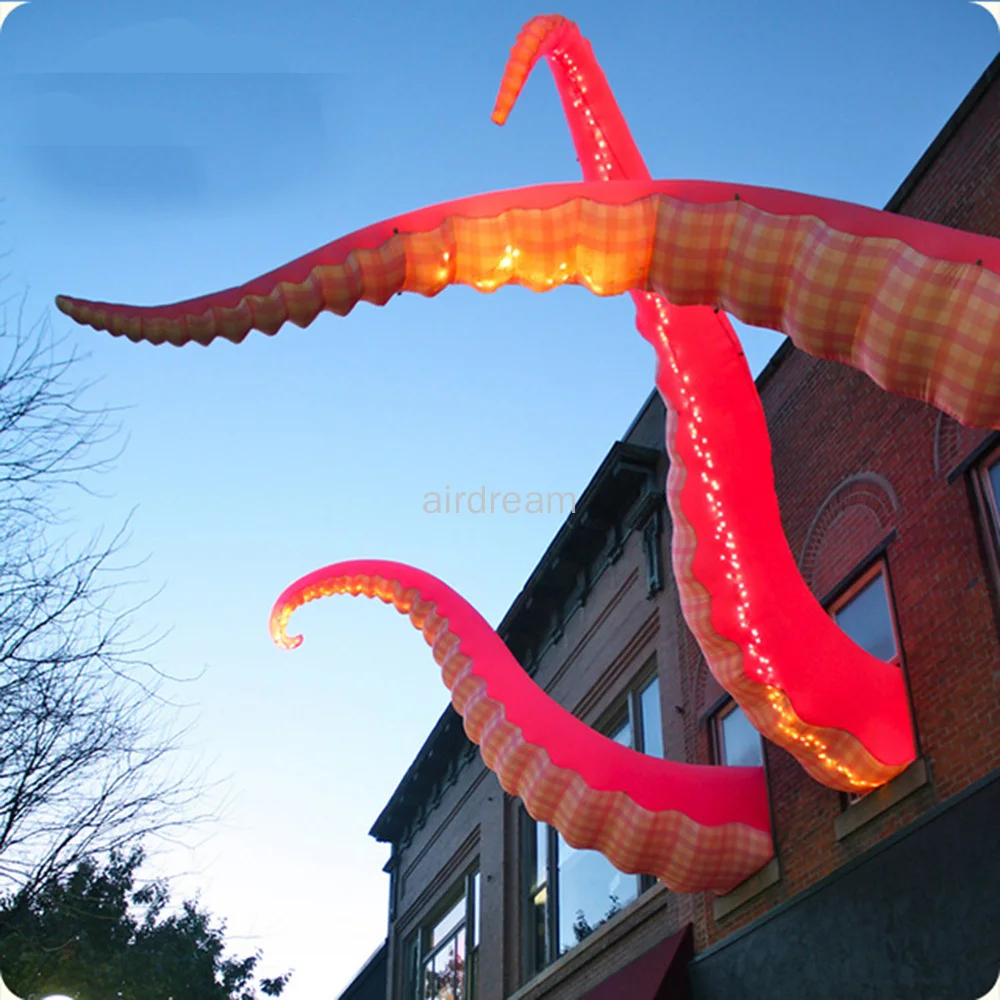 Elegant super Inflatable Octopus Tentacle 3-7 Meters High Squid Tube Tentacles Ocean Toy Building Decorative Prop with blower