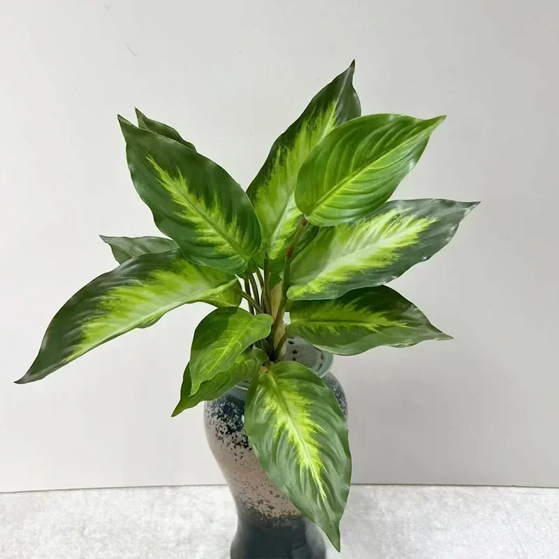 15 Zoll große künstliche Pflanze, tropischer Monstera-Palmenzweig, künstliches Schildkrötenblatt, künstliche Plastikpalme für Haus, Garten, Bürodekoration – Detail 5