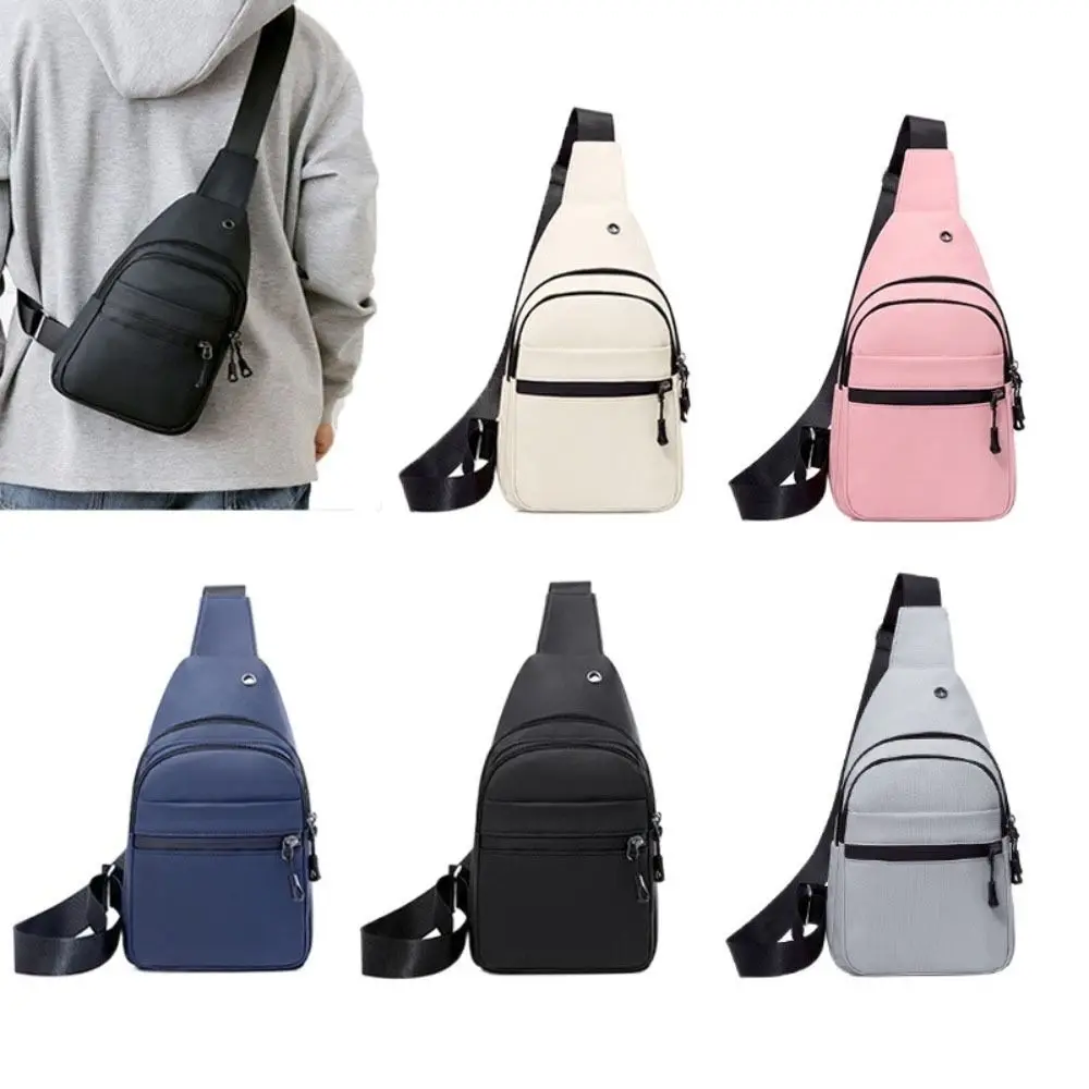 

Square Men Chest Bag Solid Color Multi-functional Nylon Crossbody Bag Single Shoulder Large Capacity Phone Pouch Bag Outdoor