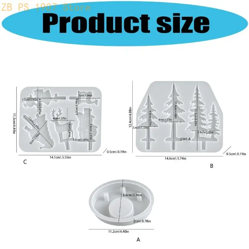 قوالب تماثيل من درجة الغذاء، نسيج من السيليكون على شكل عيد الميلاد لصياغة الزينة ومستلزمات حفلات العطلات 55KA
