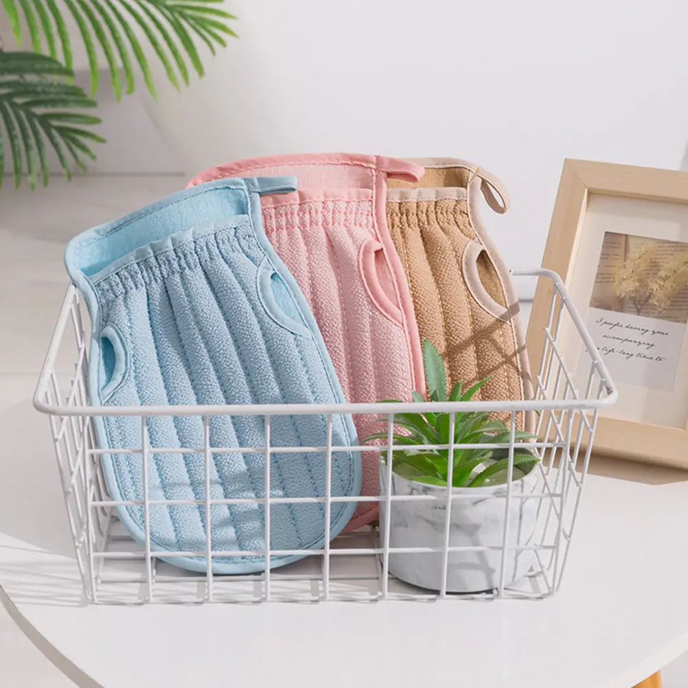 3Pcs Comfortable Shower Skin Scrubber Mitt Set Lightweight Exfoliating Bath Tool for Body Arms Legs Chest Back Effective Gentle