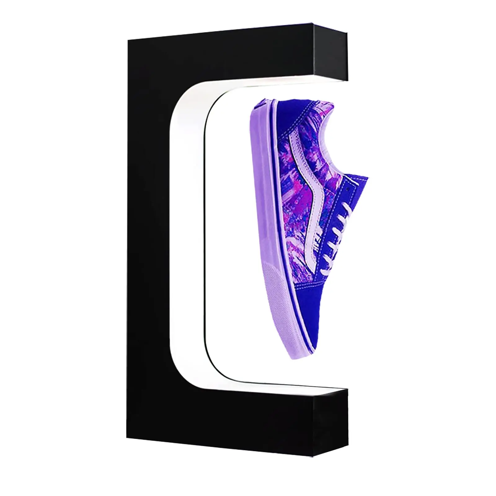 

360° Rotating Acrylic Shoe Display Stand With LED Lights - Magnetic Floating Sneaker Rack For Store & Home Decoration & Gift