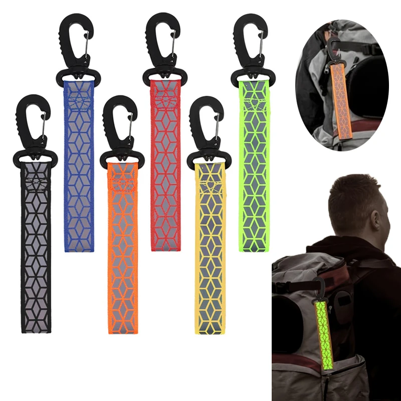 2Pcs Reflective Straps Pendant Keychain For Outdoor Camping Night Running Cycling Backpack Safety Lightweight Bright Keyrings
