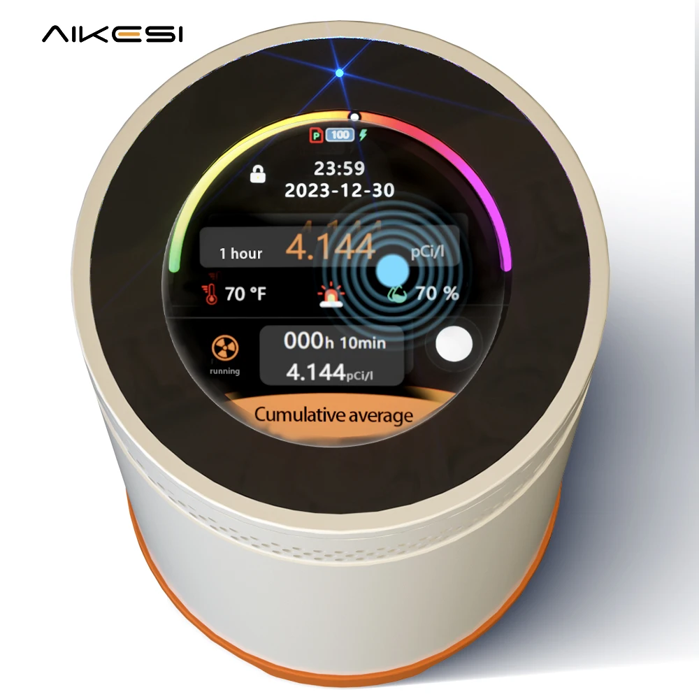 AIKESI RM-75 كاشف الراديون مع شاشة تعمل باللمس مستشعر إنذار الأيونات النبضية مراقبة جودة الهواء المنزلي كاشفات الغاز الذكية