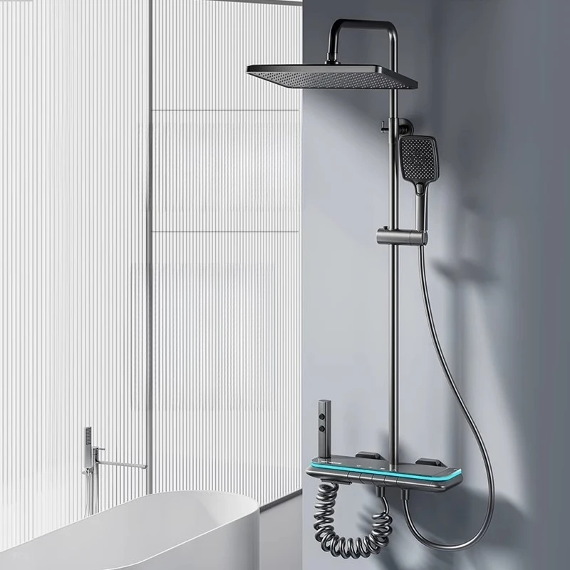 

Thermostatic shower shower set, all copper household, booster nozzle