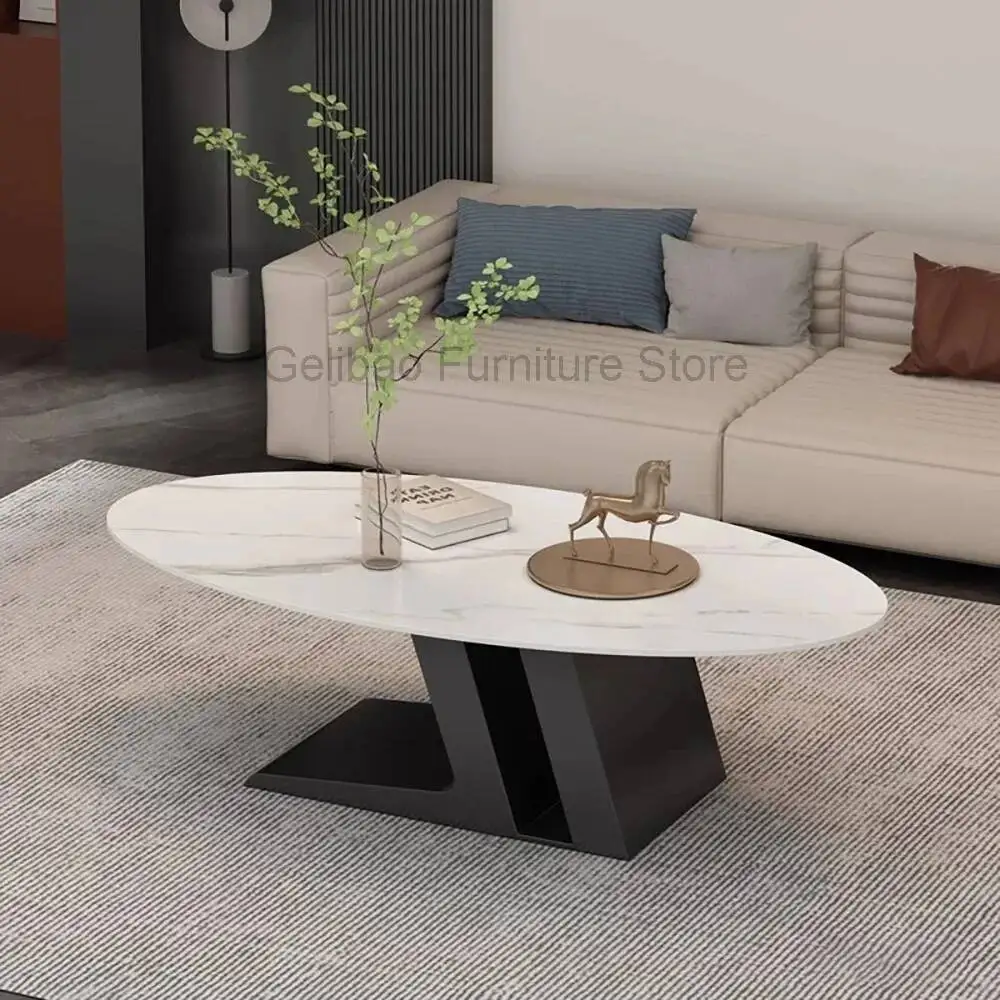 

Room Luxury Italian Living Coffee Table Center Minimalist Salon Oval Coffee Table Decoration Organizer Living Room Furniture
