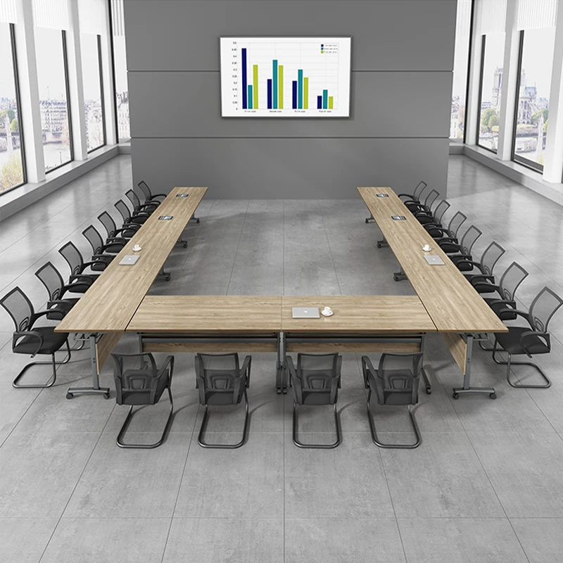 Multifunctional folding training table and chair combination movable conference table table training class double desk desk