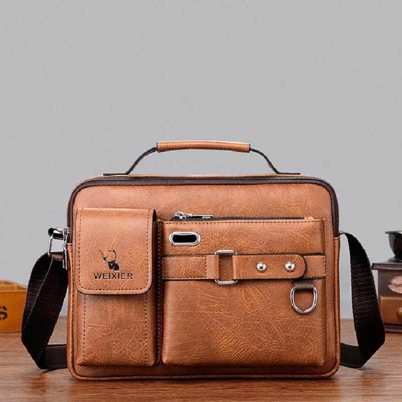 

Brand Messenger Bags Men Leather Casual Crossbody Bag For Men Brown Black Business Shoulder Bag Male Handbag small backpack