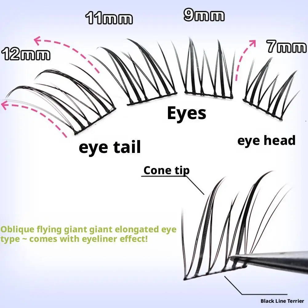 Slanted Flying Comic Eyelashes Single Cluster False Eyelashes Segmented Diagonal Fly Natural Simulated Thick Dense Comic Lash