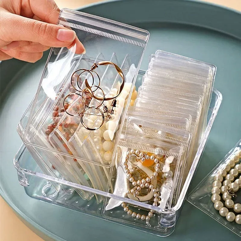 PVC Transparent Jewelry Storage Bag Earrings Necklace Anti Oxidation Bag Jewelry Organizer