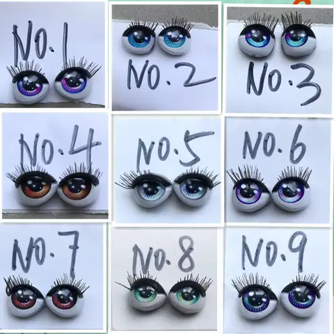 Rainbow Sparkly Eyes With Real Eyelashes Blue Purple Gold Doll Parts Replacement Eyes Balls Original Rainbow Dolls