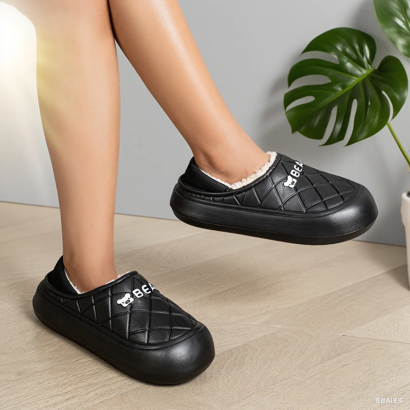 

Women's Fluffy Cotton Slippers Winter Warm House Shoes Anti-Slip Indoor Couple Home Shoes Ladies Winter Booties Soft 2025