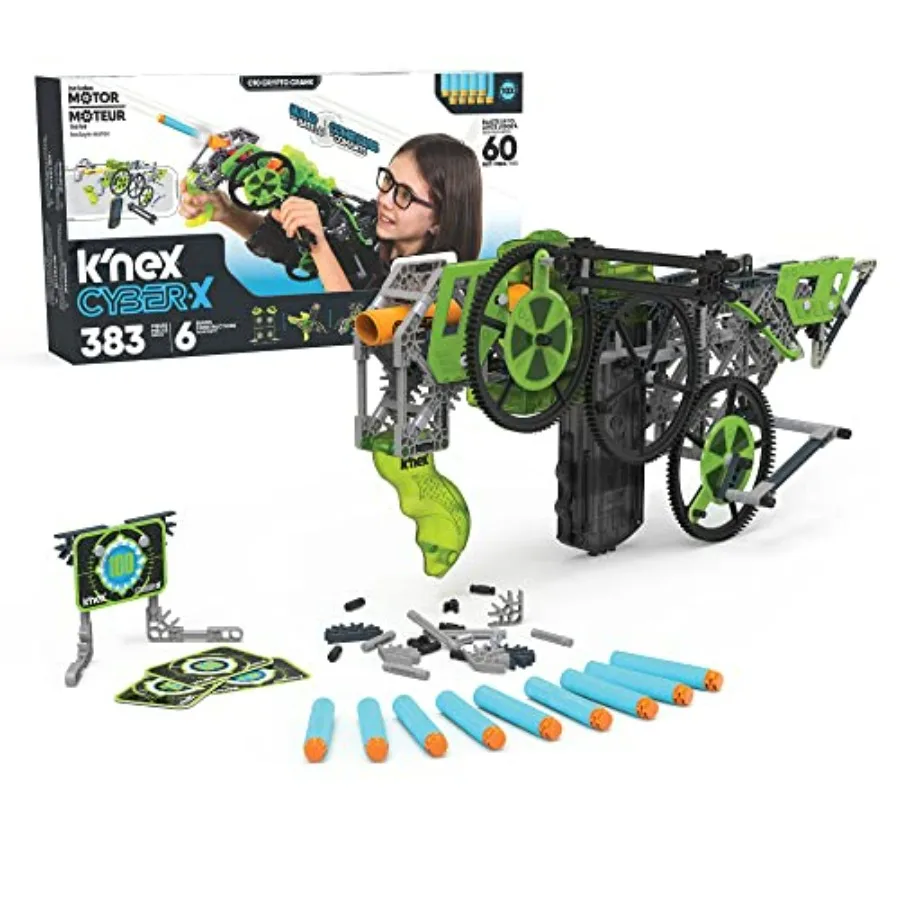 

Cyber-X C10 Crypto Crank toy for outdoor play, ABS plastic, black-red, motorized crank for 60 ft dart blasts, includes 383 piec