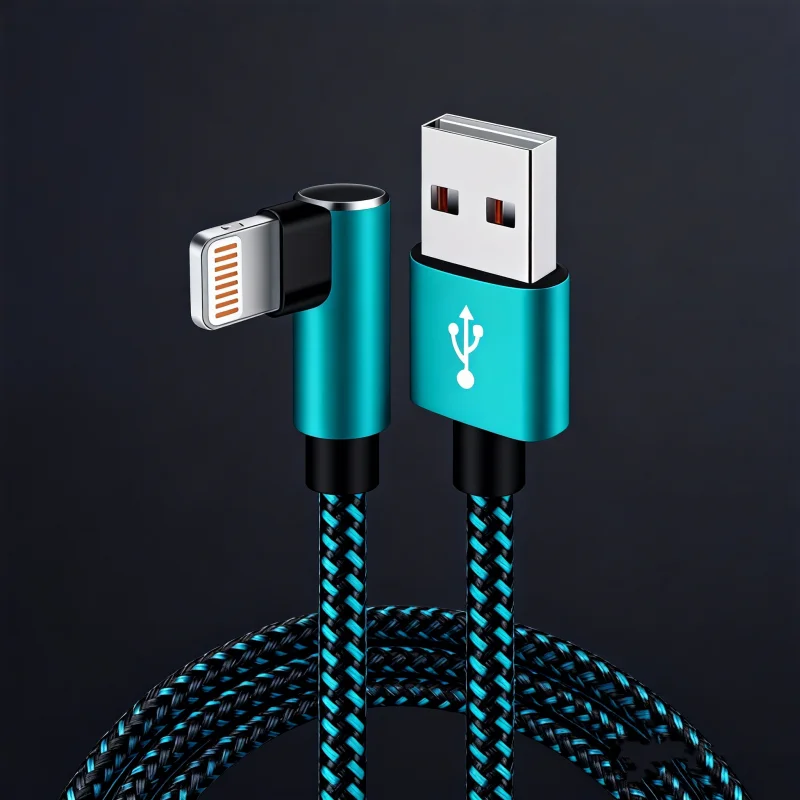 

ANSEIP 3m Long USB To Lighting Cable For iPhone13 12 11 Pro Max Xs 8 Plus iPad Cable 2.4A Right Angle Adapter Data Charger Cord