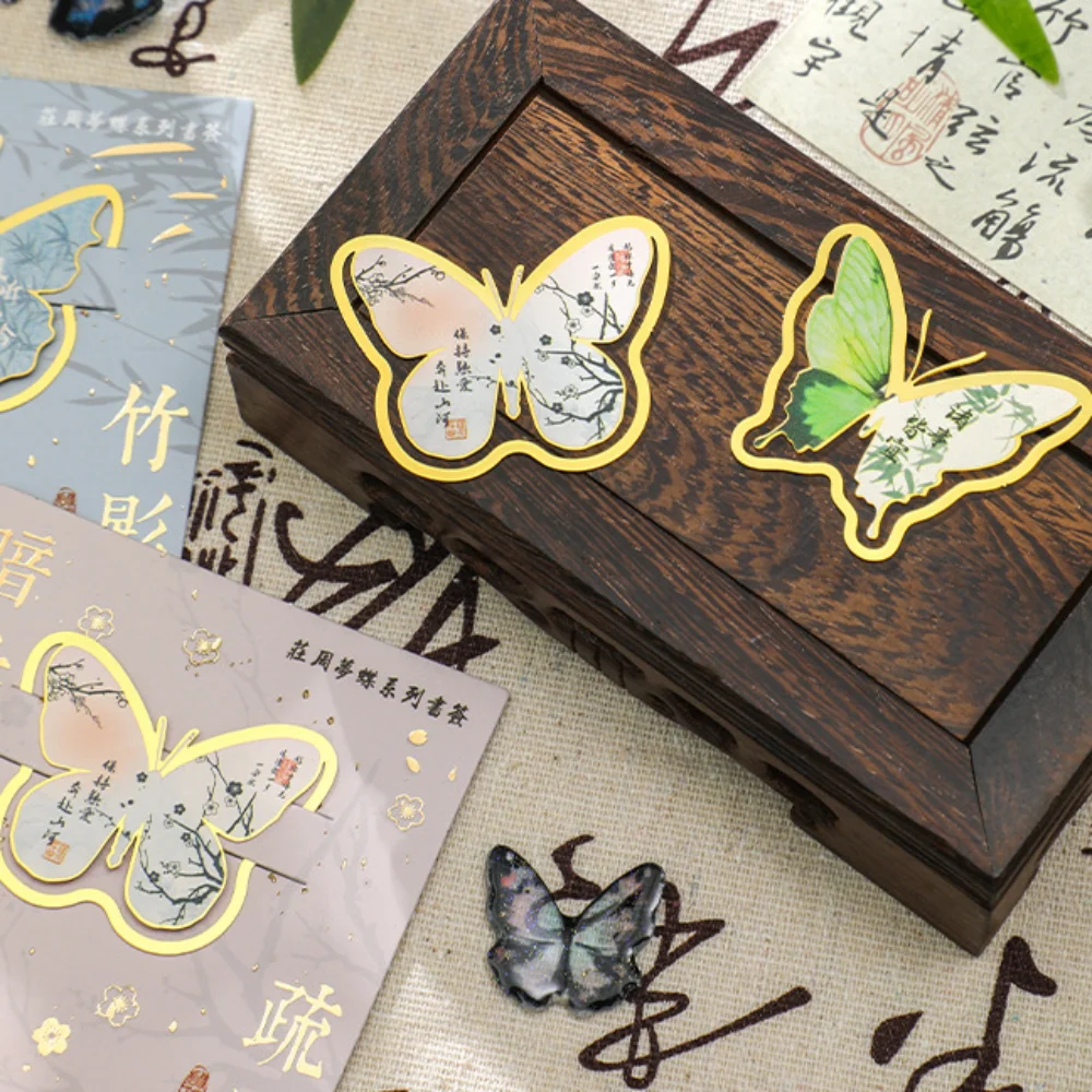 Butterfly Shape Metal Butterfly Bookmark Vintage Calligraphic Metal Reading Book Buckle Durable Handmade