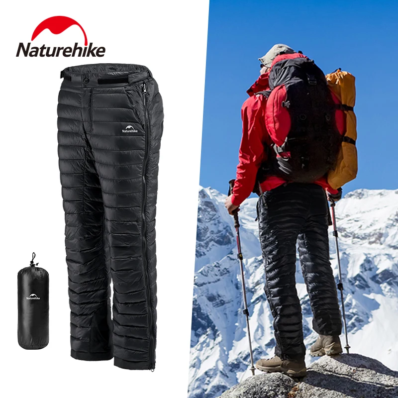 Naturehike Ultralight Down Pants Side Zipper Outdoor Ski Snow 90% Duck Down Pants Winter Warm Men Waterproof Thermal Trousers