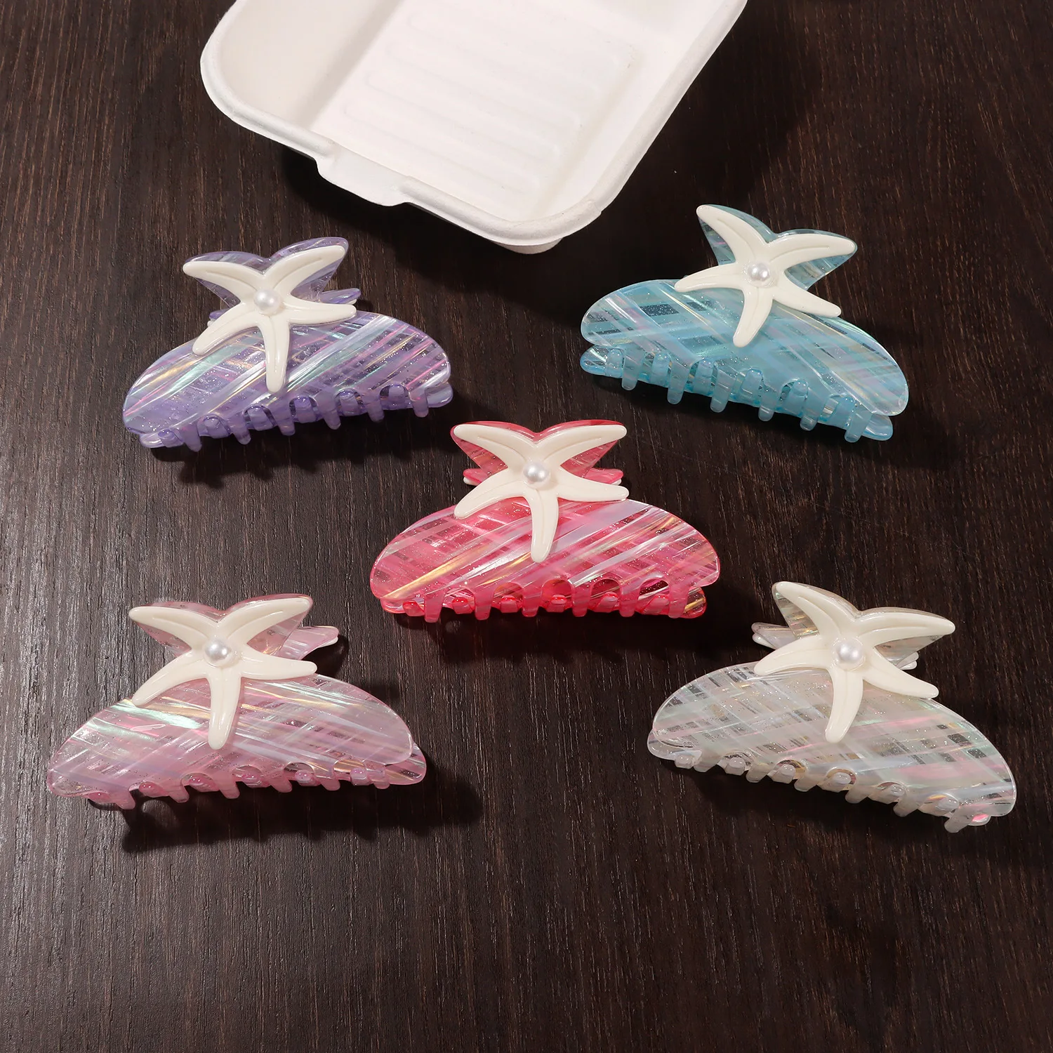 

NEW 9.4CM Pearl Starfish Hair Claw Summer Ocean Series Claw Clips Beach Trendy Crab Hair Clips for Women Girls Hair Accessories
