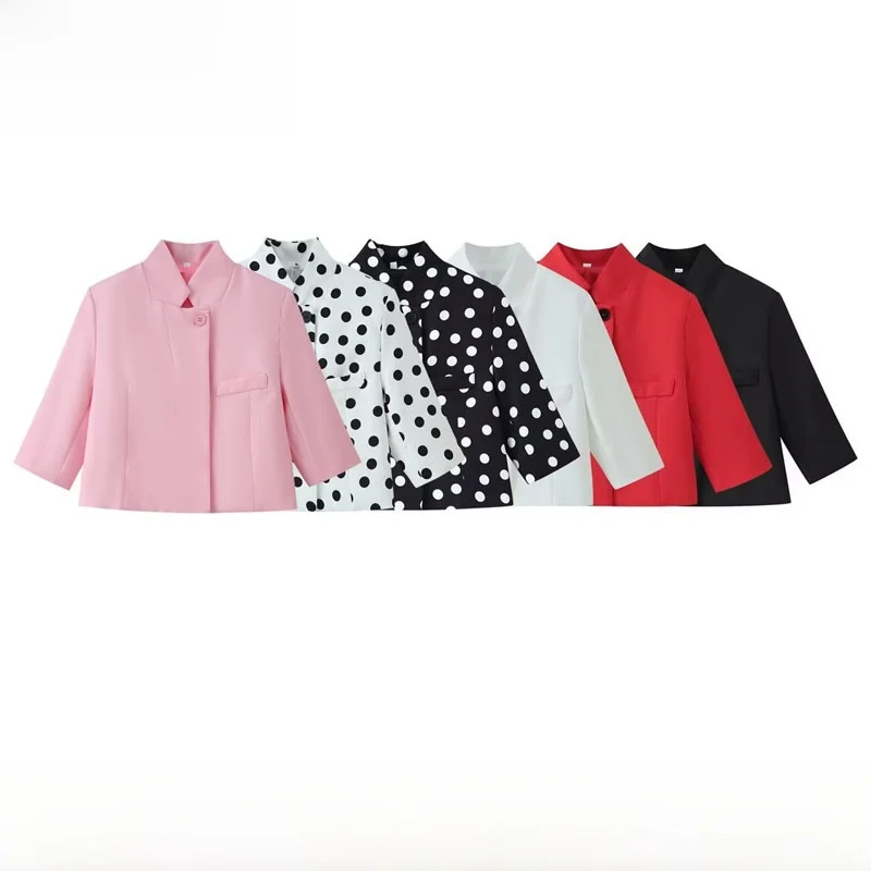 Fashionable Short Suit Jacket Women's New Arrival Spring Summer Polyester Fiber Long Sleeve One Button Closure
