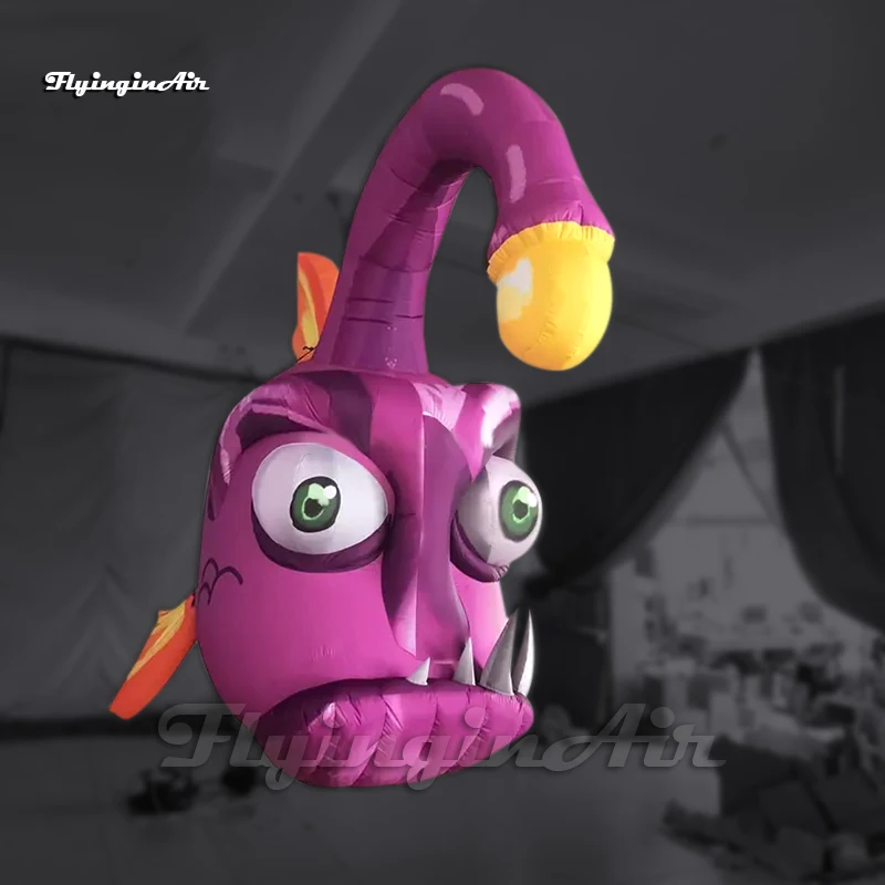 

3m Length Hanging Giant Inflatable Fish Seadevil Cartoon Sea Animal Balloon Air Blow Up Anglerfish For Party Decoration