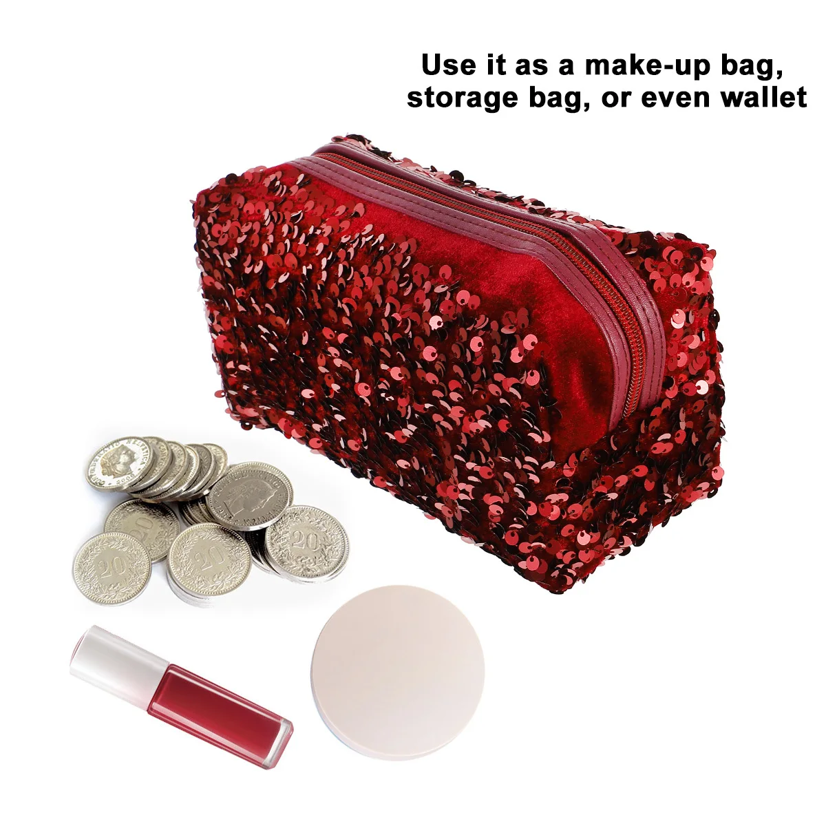 حقيبة ترتر مربعة متعددة الأغراض للسفر منظم مكياج محمول لتخزين أدوات الزينة بسعة كبيرة وخفيفة الوزن #3