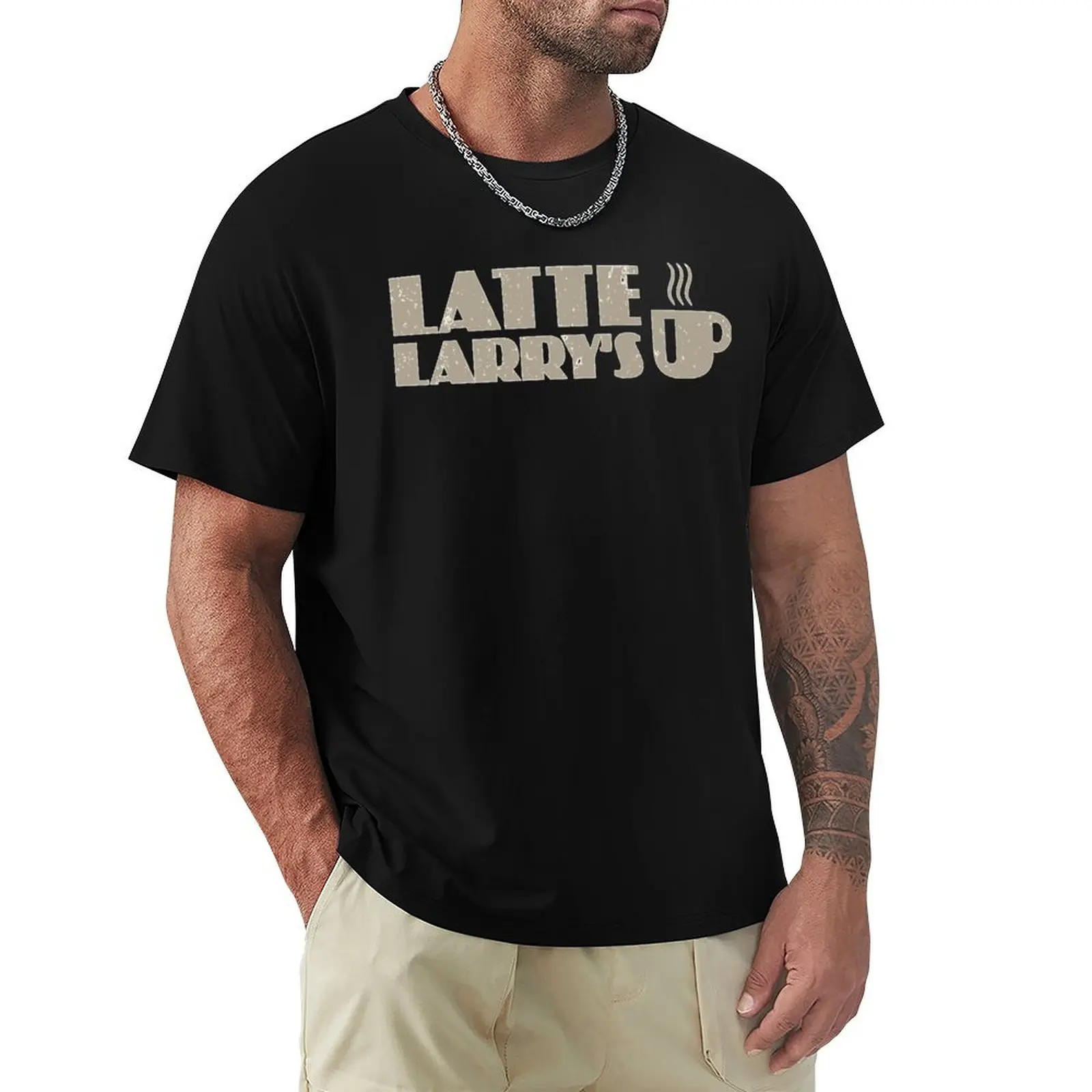 Vintage Curb Your Latte Larry's Classic - Professional Graphics T-Shirt Plus Size Gym Sports T-Shirt