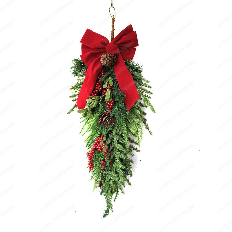Christmas decoration pendant hanging upside down water drop tree bow creative wall hanging window arrangement