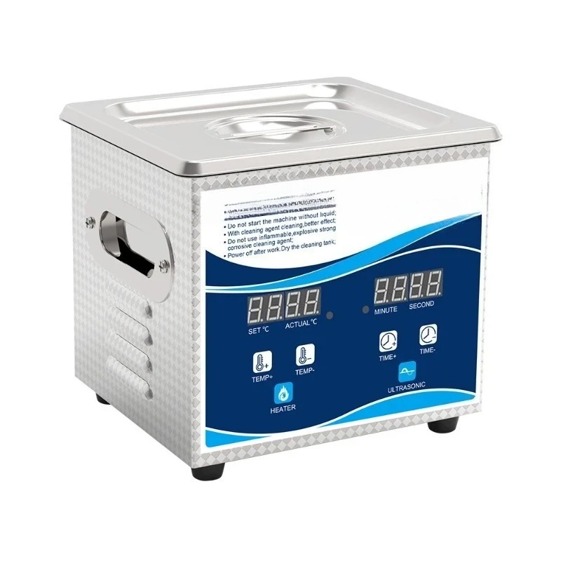 Portable Timed Temperature Control Ultrasonic Cleaner, Stainless Steel Glasses Denture Cleaner