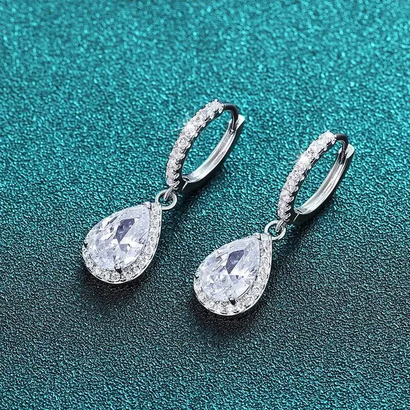 JoiasHome Tropfenohrringe aus 925er-Sterlingsilber für Damen, 5 x 8 mm, Moissanit, luxuriöser Hochzeits- und Verlobungsschmuck, Geschenke – Detail 5