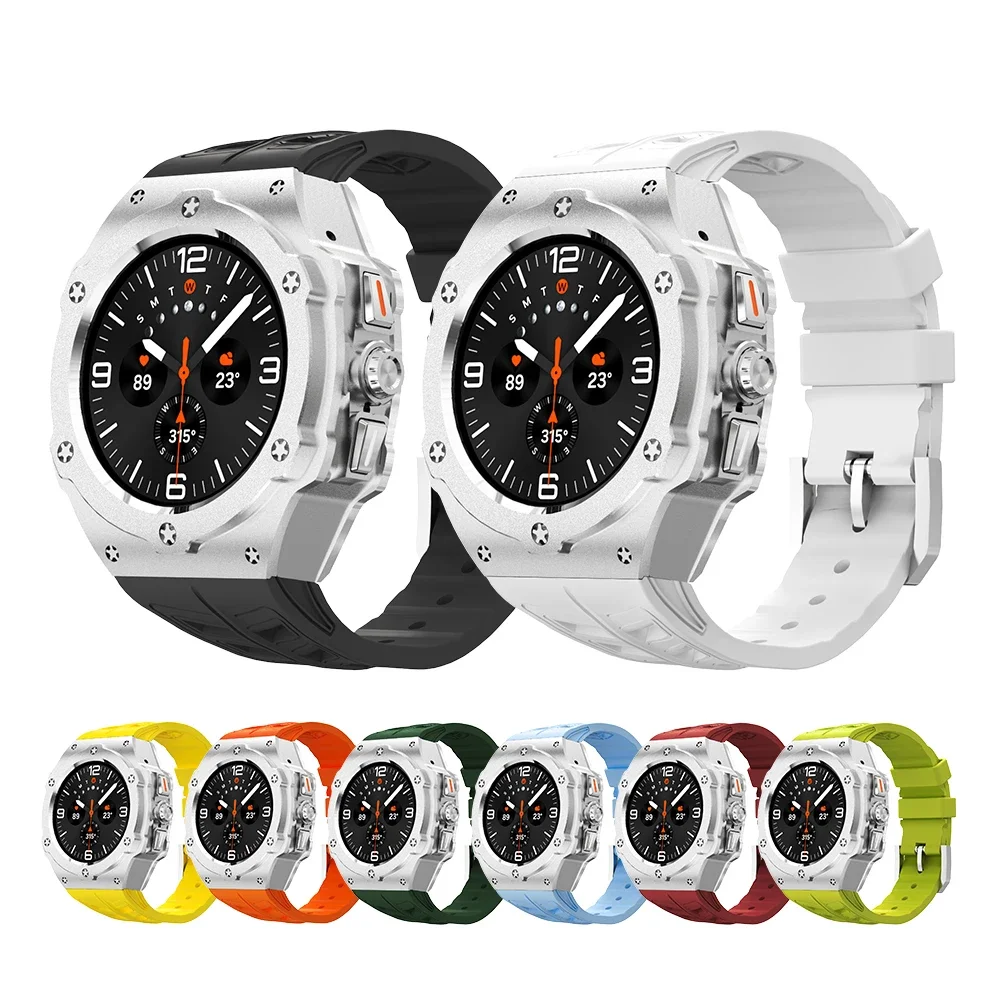 หรูหราชุดปรับเปลี่ยนสําหรับ Samsung Galaxy Watch 7 Ultra 47 มม.สําหรับ Galaxy นาฬิกา 7 Ultra Fluororubber สายคล้อง Diy Mod Kit