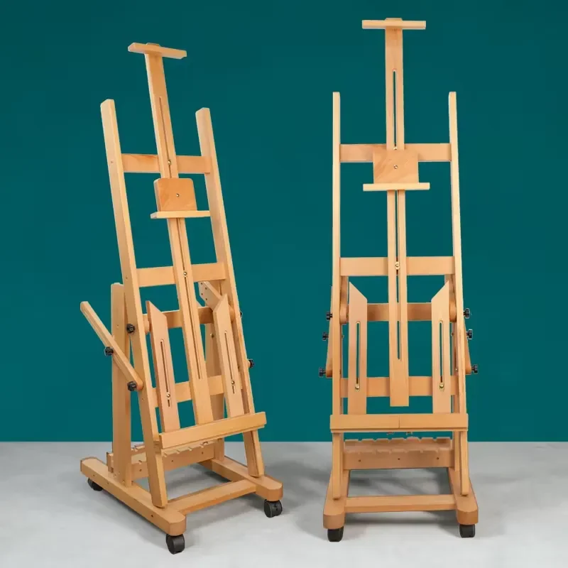 Angle-adjustable beech multi-function desktop/floor-mounted durable painting easel for painting artists and students