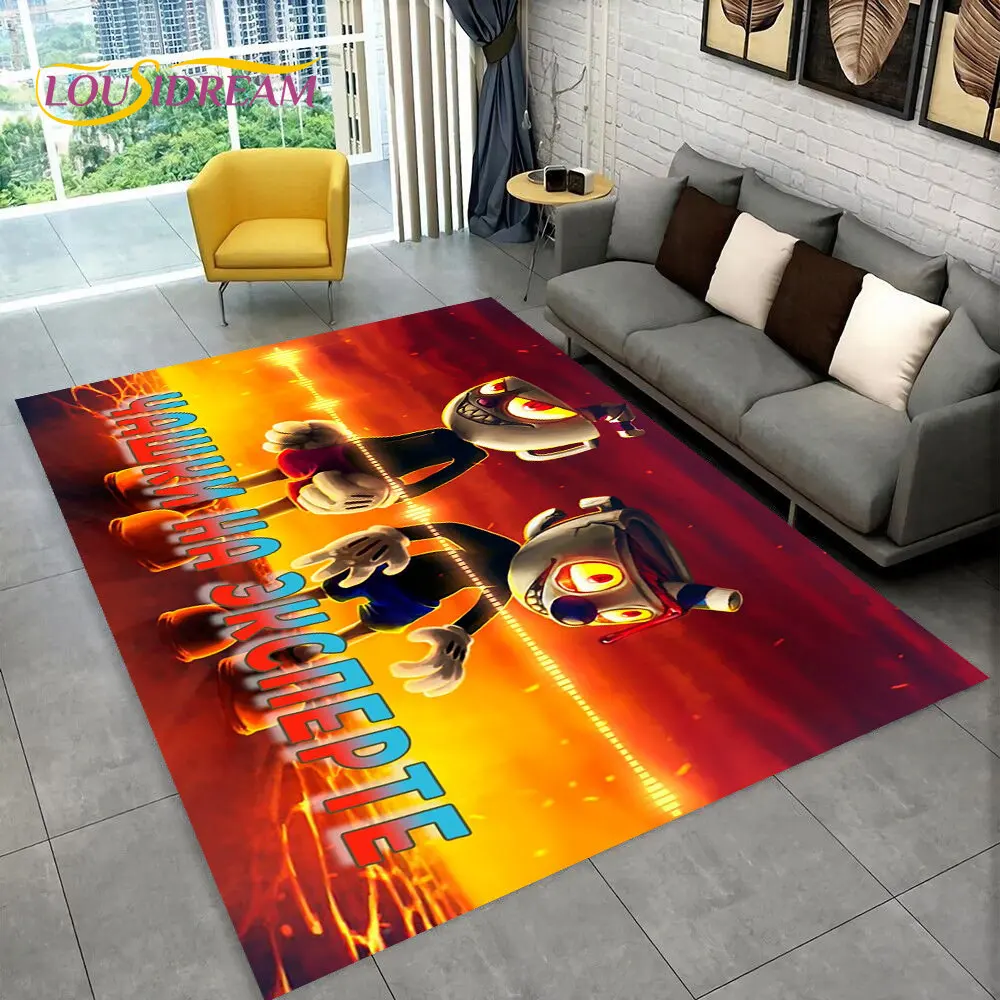Game,Cuphead and Mugman,Gamer Area Rug,Carpet Rug for Living Room Bedroom Sofa Doormat Decoration, Kids Play Non-slip Floor Mat - Image 3