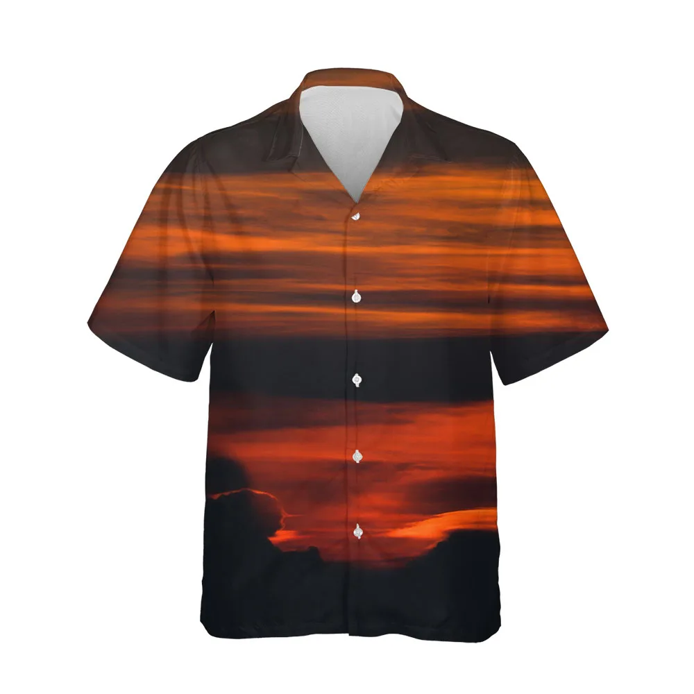 Jumeast 3D Aesthetics Hawaiian Men's Casual Shirts Oversized Dusk Collection Summer Short Sleeve Shirty Clothing Fashion Blouses