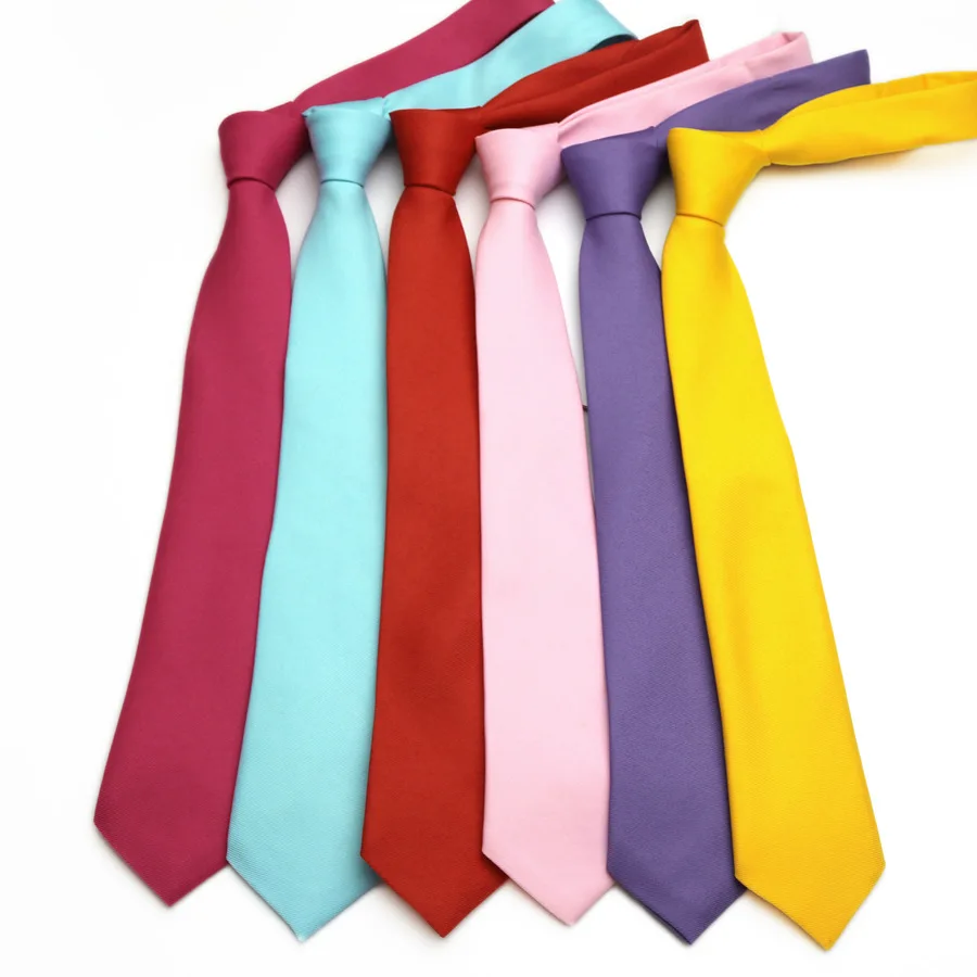 New Boys and Girls Tie Men's Gentleman British 7CM Solid Color Handmade Black Brown Office Tie Student Work Clothes Accessories